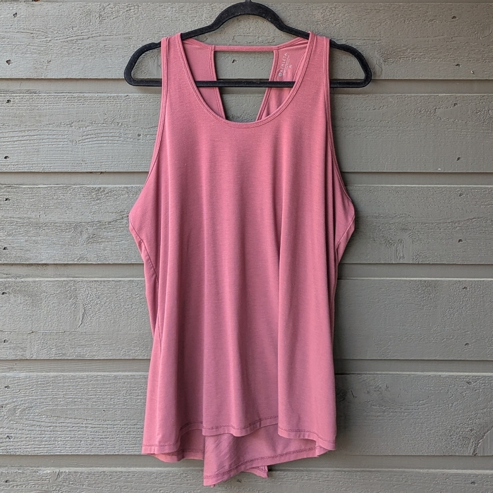 Athleta Essence Tie Back Tank Mauve Pink Size XL Flowy Yoga Pilates Barre Gym